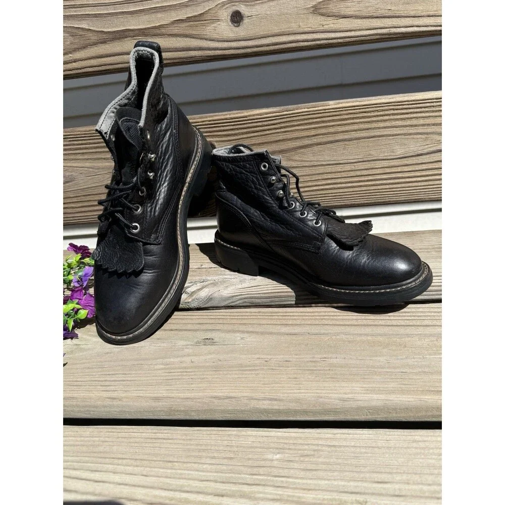 Ariat Womens Boots Size 8b Black Leather Lace Up ATS Sole Style 31001 Kiltie - Picture 2 of 9